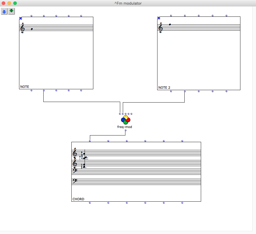 OpenMusic patch generating the FM frequency-modulator chords for Cthulhu